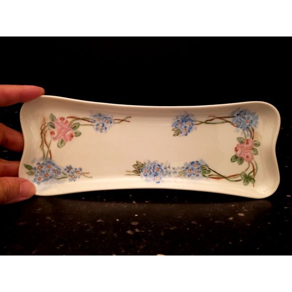 Vintage Moritz Zdekauer MZ Austria Bread Celery Tray Trinket Vanity Dish Flowers - Picture 2 of 9
